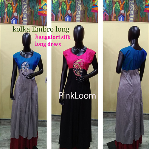 Kolka Embro Long Bangalori Silk Long Dress