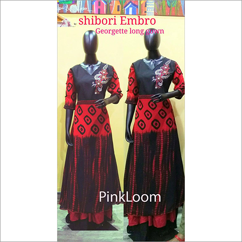 Shibori Embro Georgette Long Gown