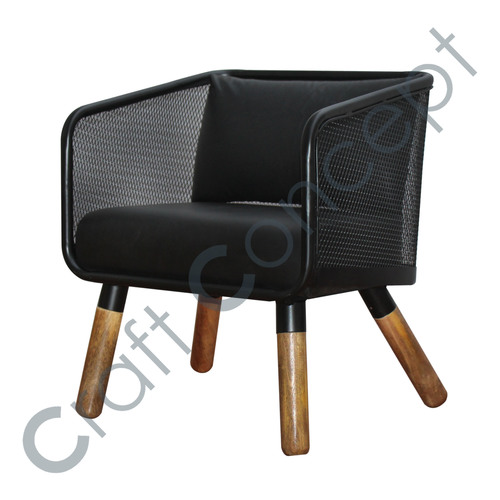 Heavy Black Iron Chair With Leather Seat No Assembly Required