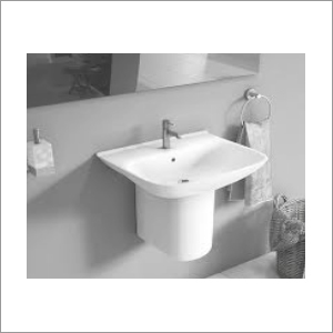 Bathroom Wash Basin - Ceramic 50x40x20 cm Glossy White | Elegant Design Wall Mounted Single Tap Hole Water Efficient