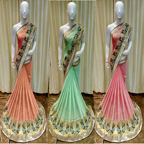 Chiffon Resham Embroidery Designer Saree