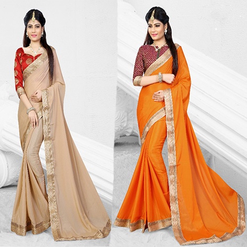 Plain Chinon Designer Saree