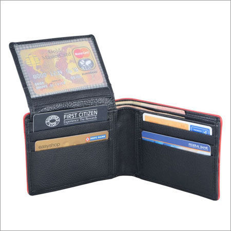 Red & Black Color Leather Men Wallets
