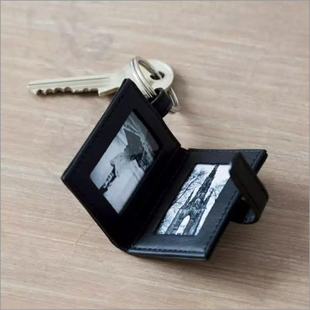 Leather Key Chain with Small Photo Frame - Leather & PU Leather Material, Available in Black, Brown, Beige Colors | Customizable for Personalization, Ideal Gift for Loved Ones