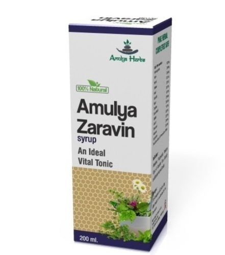Amulya Zaravin Syrup - 200 ml | Stimulates Body Tissues, Improves Appetite and Digestion, Removes Toxins