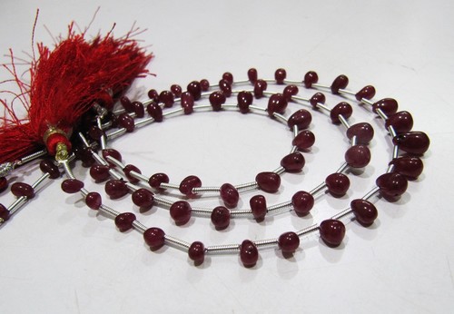 Natural Ruby Smooth Plain Drop Shape Beads,