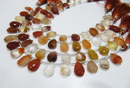 Natural Genuine Copper Rutilated Quartz Pear Shape Briolette Beads