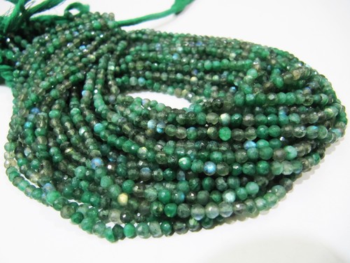 Very Good Quality Natural Green Coated Labradorite Beads