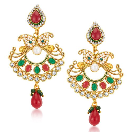 Gold Plated Earrings - Alloy Material, Crystal and Rhinestone Accents | Ideal for Women, Perfect for Parties, Weddings, and Gifts