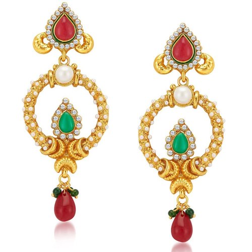 Stylish Gold Plated Earrings - Alloy | Crystal and Rhinestone Accents, Perfect for Weddings, Engagements, Anniversaries, and Parties