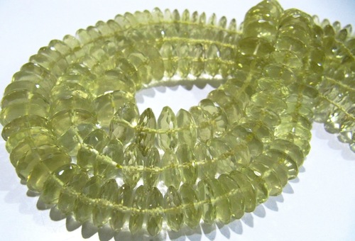 AAA Quality Natural Lemon Quartz German Cut Rondelle Faceted Beads