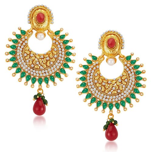 Magnificent Gold Plated Earrings - Alloy, Crystal and Rhinestone Embellished | Perfect for Women at Anniversaries, Engagements, Parties, Weddings