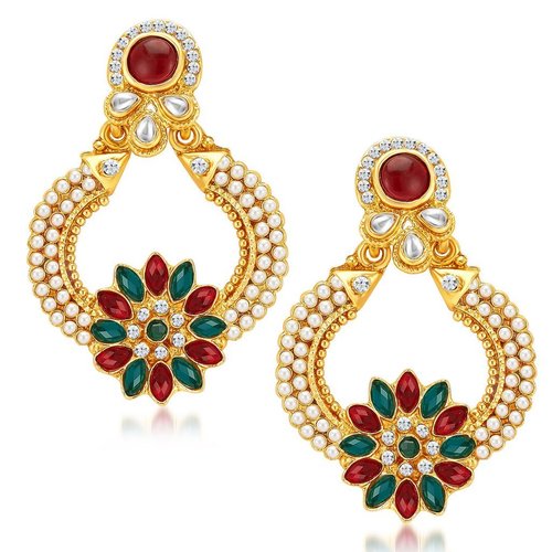 Ritzy Gold Plated Earrings - Alloy Material, Elegant Design with Crystal and Rhinestone Accents | Ideal for Weddings, Engagements, and Anniversaries