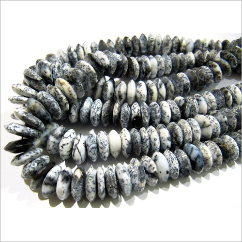 Black Aaa Quality Natural Dendrite Opal German Cut Rondelle Faceted Beads