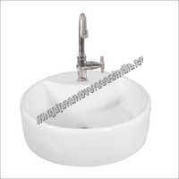 Small Wash Basin - Ceramic, Round Shape, Wall Mounted Design , Elegant And Scratch-proof Finish