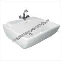 Pedestal Sink - Ceramic Material, Rectangle Shape, Ivory White | Beautifully Designed, Hydrophobic Shield Against Germs, Long Lasting Shine, Art Deco Style
