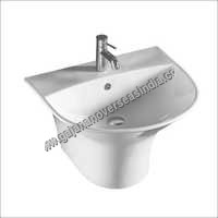 Porcelain Sink - Ceramic, Wall Mounted, Oval Shape | Elegant Cream Marble Finish, Scratch And Crack Proof Design
