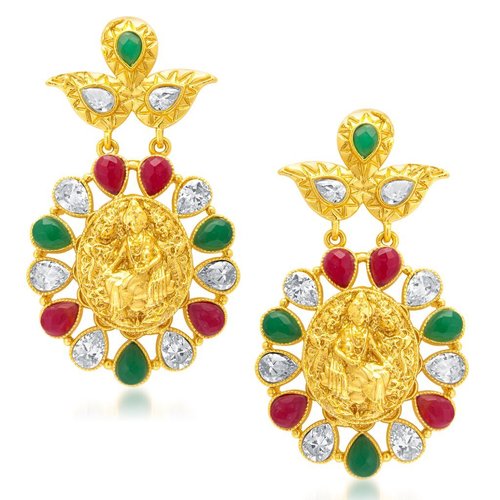 Gold Plated AD Temple Jewellery Earrings