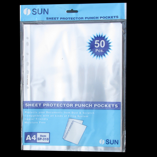 Cleared Sheet Protector Punch Pockets