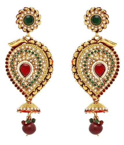 Luxury Gold Plated Pearl Earring - Alloy, Elegant Design, Crystal & Rhinestone Accents | Ideal for Weddings, Engagements, Gifts & Special Occasions