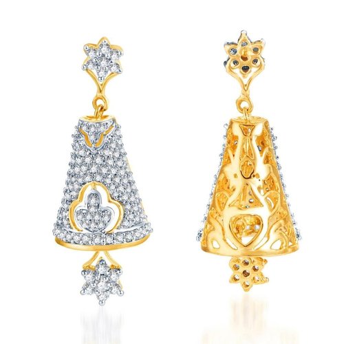 Gleaming Gold and Rhodium Plated CZ Jhumki Earrings