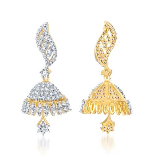 CZ Jhumki Earrings - Alloy Material, Stunning Gold and Rhodium Plating | Perfect for Women and Children, Ideal for Weddings, Parties, Engagements, and Anniversaries