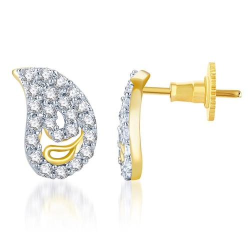 Delightful Gold and Rhodium Plated CZ Earrings - Alloy Material, Cubic Zirconia Stone | Perfect for Women and Children, Ideal for Weddings, Gifts, and Parties