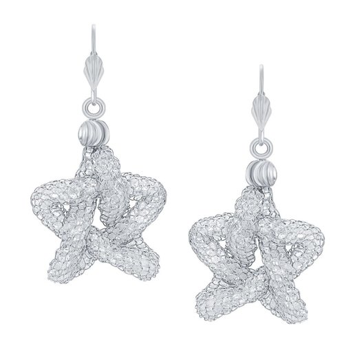 Star Shaped Stone Earrings Rhodium Plated AD Earrings - Alloy Material, Exquisite Design | Suitable for Women and Children, Ideal for Weddings and Parties, Features Rhinestone and Crystal