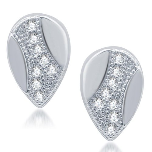 Exotic Rhodium Plated Micro Pave CZ Stud Earrings - Alloy, Crystal & Zircon Accents | Perfect for Women, Engagements, Weddings & Parties