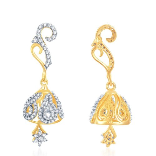 Modern Trendy Gold and Rhodium Plated CZ Jhumki Earrings