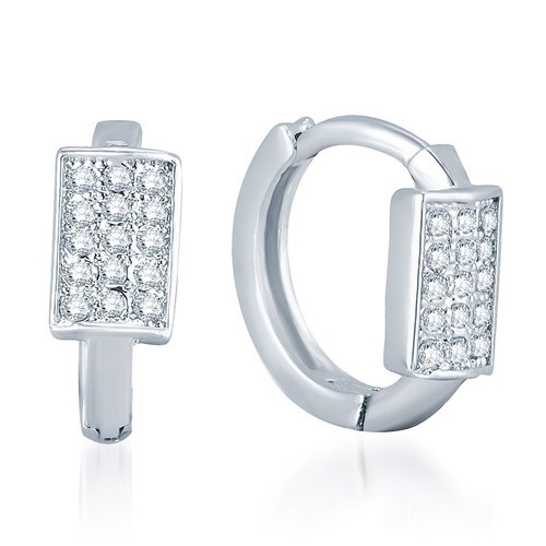 Stylish Rhodium Plated Micro Pave Setting CZ Earrings