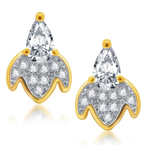 Ritzzy Gold and Rhodium Plated Micro Pave CZ Earrings - Alloy Material, Crystal and Zircon Stones | Perfect for Women, Ideal for Weddings, Anniversaries, Parties