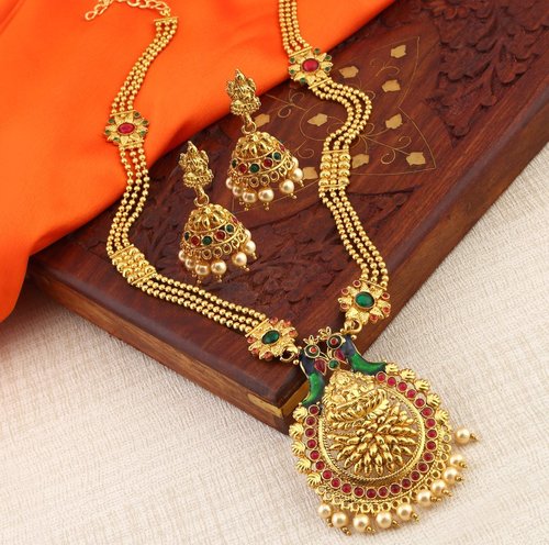 Designer Gold Plated Choker Chandbali Drops Necklace Set Gender: Children