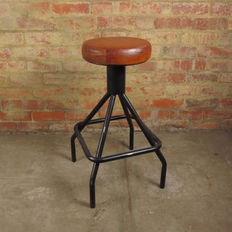 Leather Round Top Bar Stool