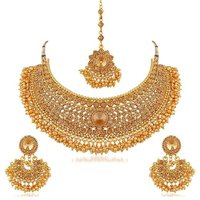 Traditional Gold Plated Kundan Choker Necklace Set With Tikka Gender: Children