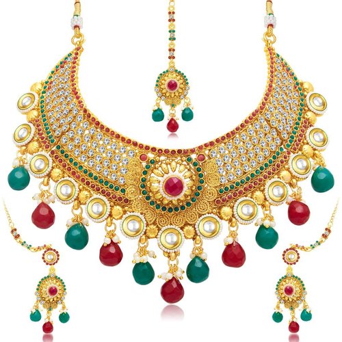 Jalebi Gold Plated Choker Necklace Set For Women Gender: Children