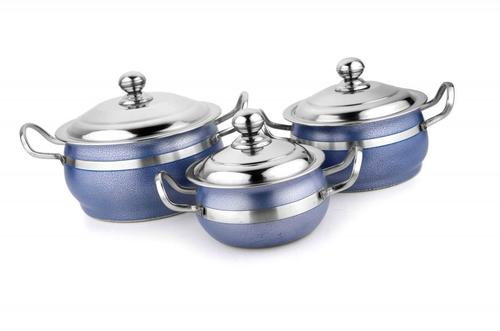 HANDI ANTIQUE COLOUR - Stainless Steel, Multiple Sizes, Blue | Quick Heating, Easy Handling, Fitted Lids