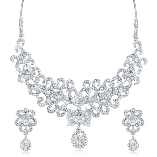 Chunky Rhodium Plated Necklace Set Gender: Children