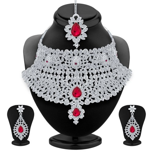 Unique Classic Rhodium Plated Ad Necklace Set Gender: Children