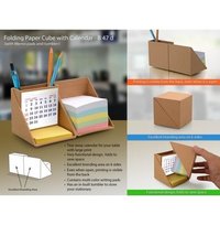 Folding Wooden Cube With Calendar (with Memopad And Tumbler)