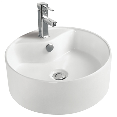 Art Basin - Ceramic, Round Shape, White Color | Durable, Wall Mounted, One Piece Design, Galvanized Surface Finishing