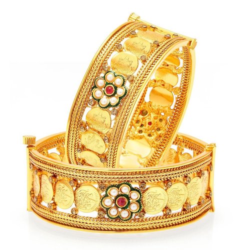 Temple Jewellery Gold Plated Coin Bangles