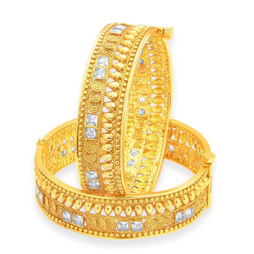 Designer Jalebi Gold Plated American Diamond Bangle