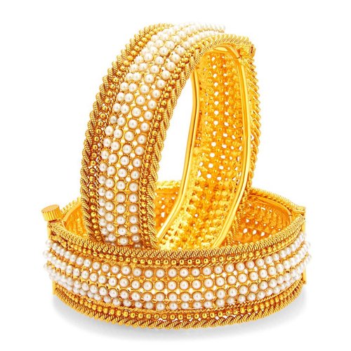 Designer Gold Plated Pearl Bangles