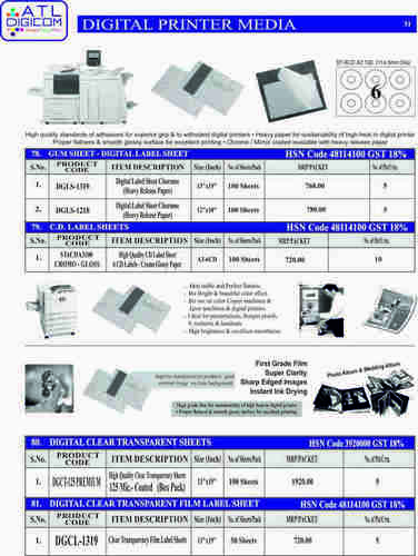 Gum Sheet Digital Label