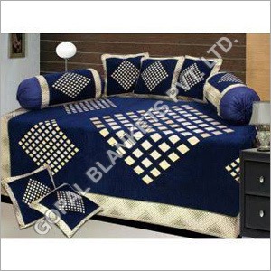 Blue Velvet Diwan Bed Sheet
