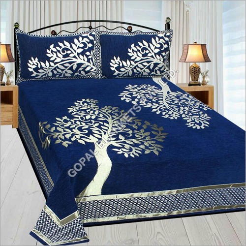 Blue Chenille Bed Sheet
