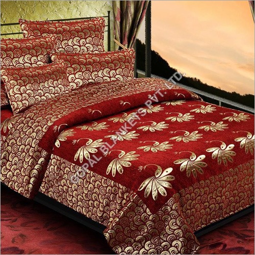 Red Chenille Velvet Bed Sheet