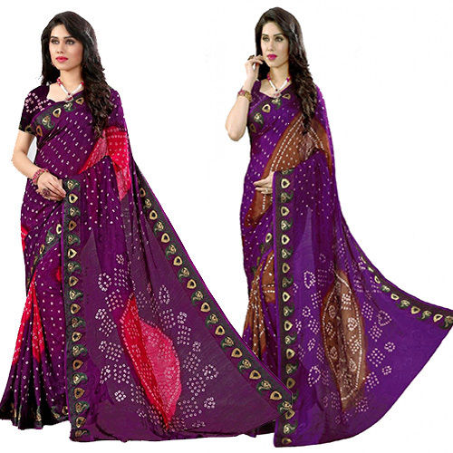 Jacquard Fancy Bandhani Resam Embrodary Border Saree