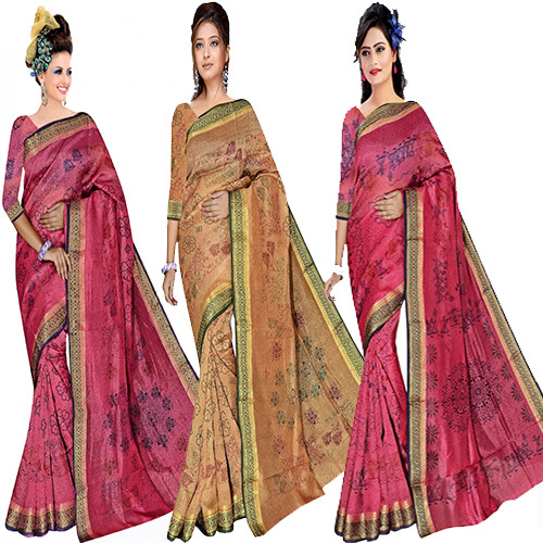 Resam Embroidery Jacquard Silk Bandhani Print Saree